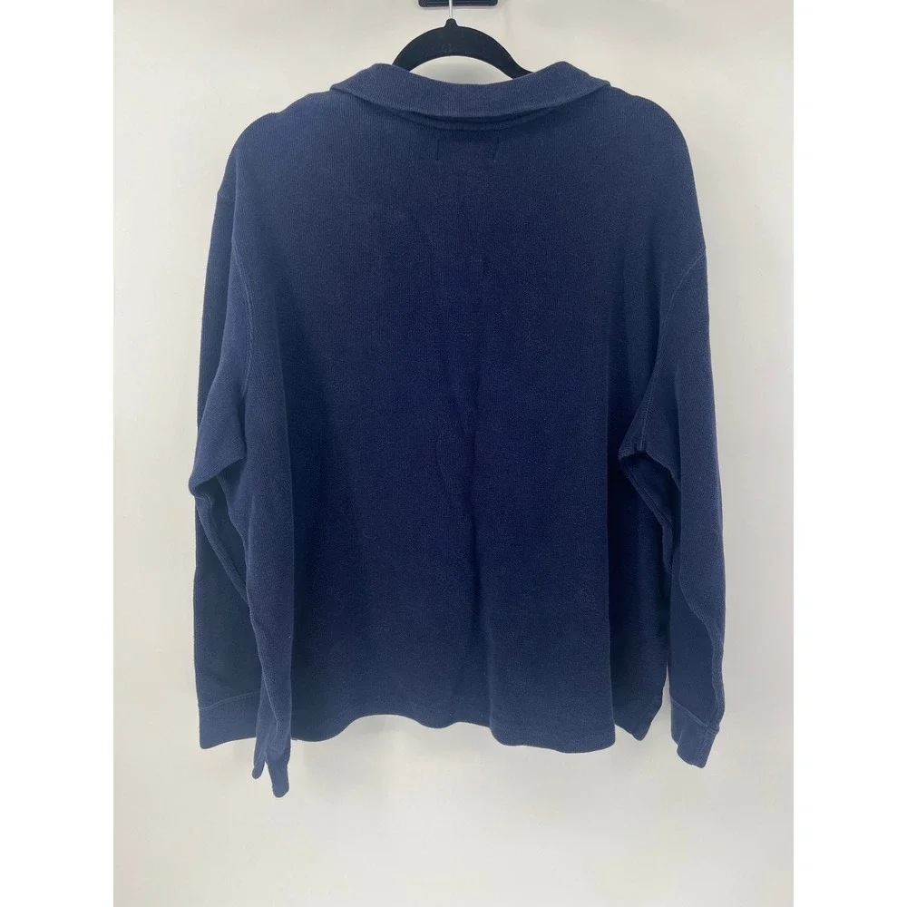 Polo Ralph Lauren Mens XXL Navy Blue 100% Cotton Quarter Zip Pullover Sweater‎